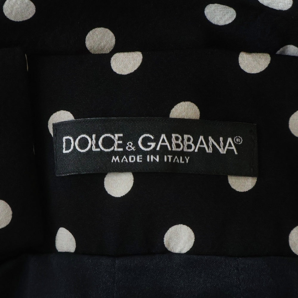 DOLCE & GABBANA(ドルチェアンドガッバーナ) ドット総柄プリント シルク ロング マーメイド スカート ブラック レディース F4V02T