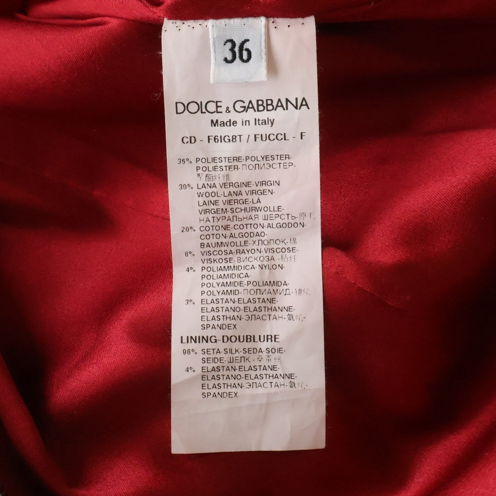 DOLCE & GABBANA(ドルチェアンドガッバーナ) フラワー柄レース切り替え ウール ハーフスリーブ ワンピース レッド レディース F6IG8T