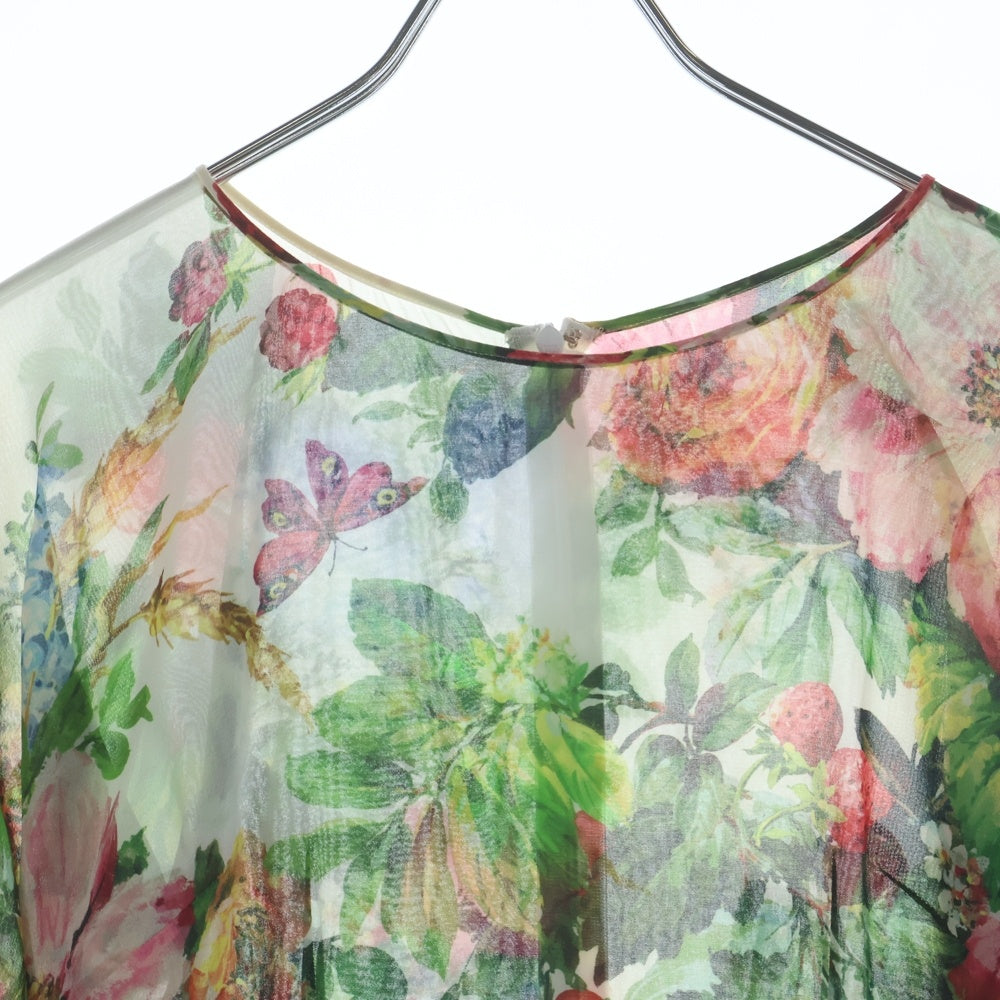 DOLCE & GABBANA(ドルチェアンドガッバーナ) フラワー総柄プリント シルク 長袖トップス ホワイト レディース F789VT