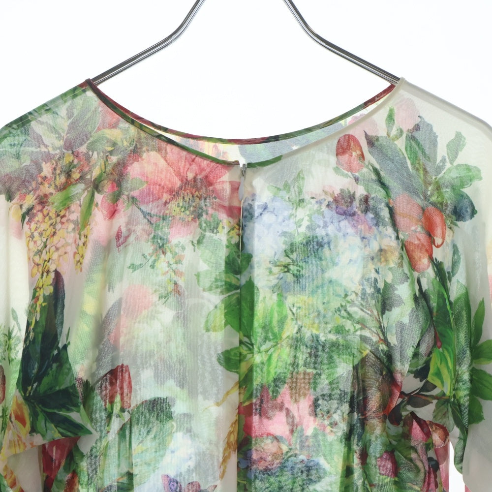 DOLCE & GABBANA(ドルチェアンドガッバーナ) フラワー総柄プリント シルク 長袖トップス ホワイト レディース F789VT