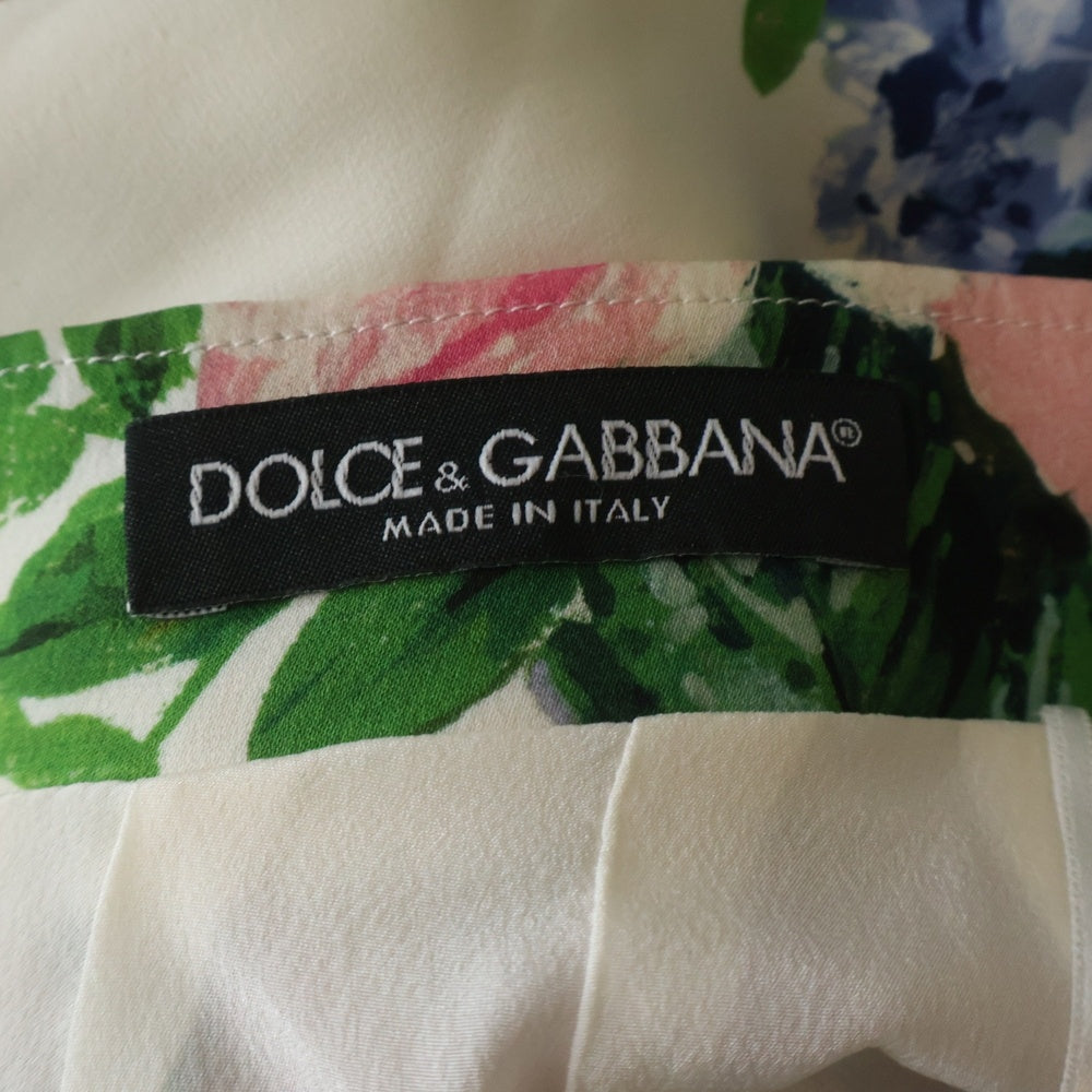 DOLCE & GABBANA(ドルチェアンドガッバーナ) フラワー総柄プリント シルク ミディアムスカート ホワイト レディース F4R29T