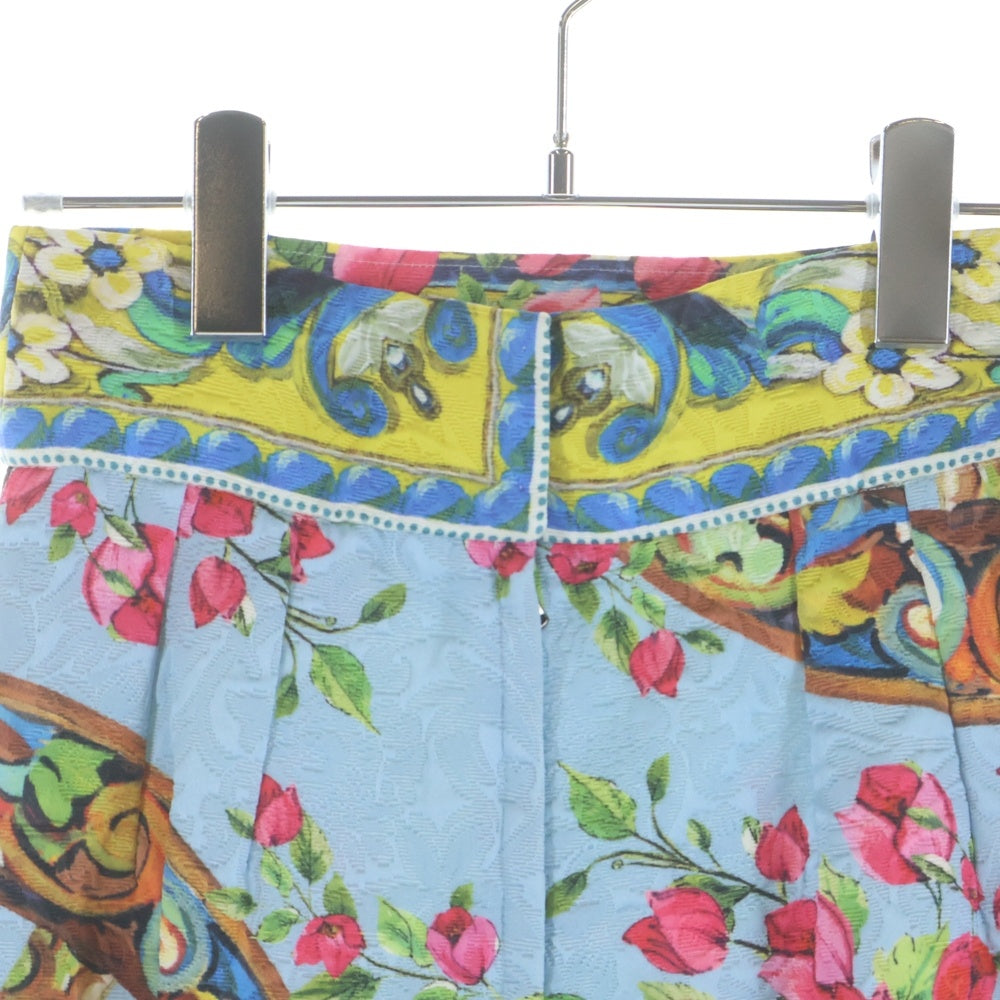 DOLCE & GABBANA(ドルチェアンドガッバーナ) フラワー総柄プリント ミディアム スカート ライトブルー レディース F4T30T