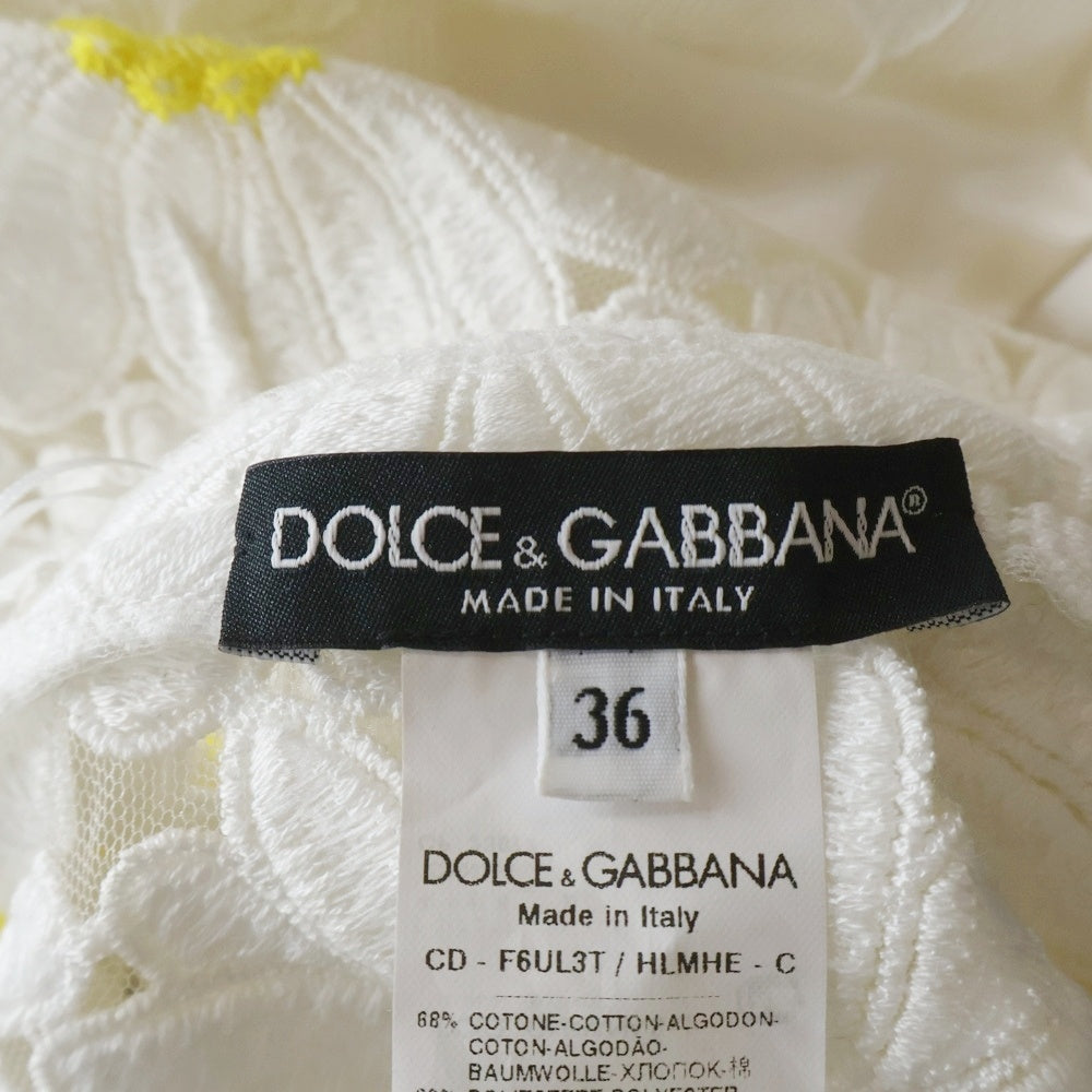 DOLCE & GABBANA(ドルチェアンドガッバーナ) フラワー デイジー 総柄刺繍 ノースリーブワンピース ホワイト レディース F6UL3T