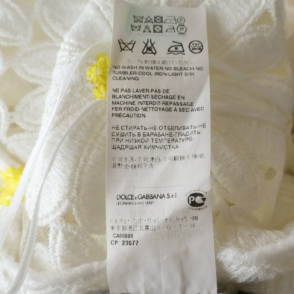 DOLCE & GABBANA(ドルチェアンドガッバーナ) フラワー デイジー 総柄刺繍 ノースリーブワンピース ホワイト レディース F6UL3T