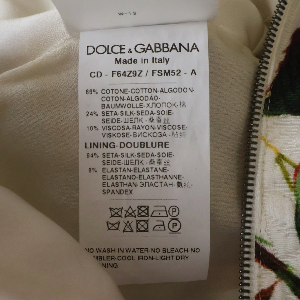 DOLCE & GABBANA(ドルチェアンドガッバーナ) フラワー 薔薇総柄プリント ビジューボタン ノースリーブワンピース ホワイト/レッド レディース F64Z9Z