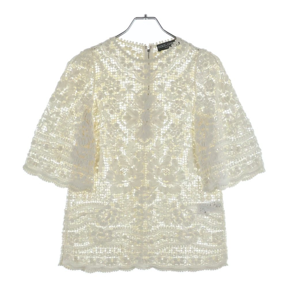 DOLCE & GABBANA(ドルチェアンドガッバーナ) コード刺繍 ハーフスリーブトップス ホワイト レディース FI065K