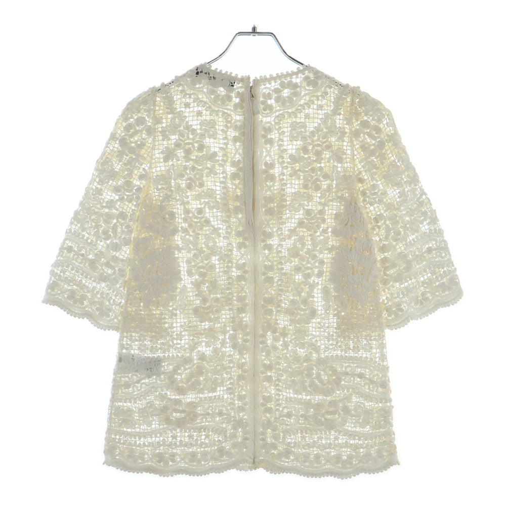 DOLCE & GABBANA(ドルチェアンドガッバーナ) コード刺繍 ハーフスリーブトップス ホワイト レディース FI065K