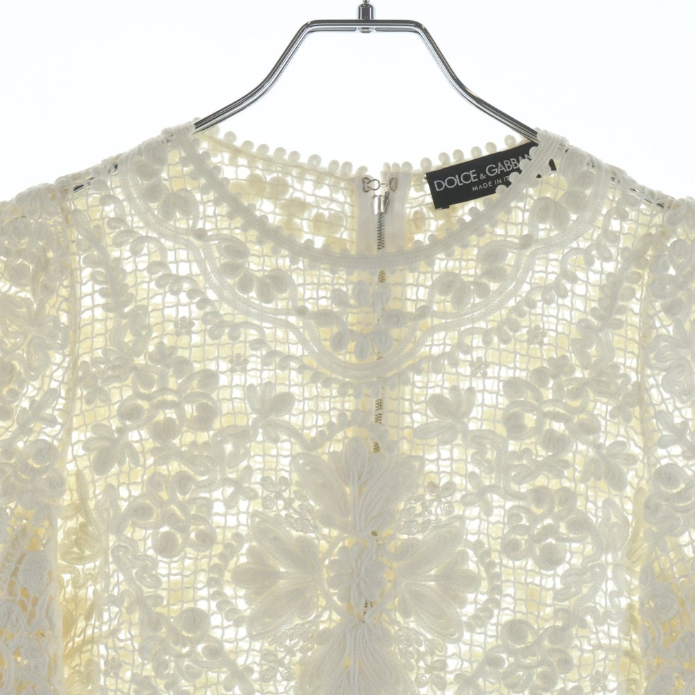 DOLCE & GABBANA(ドルチェアンドガッバーナ) コード刺繍 ハーフスリーブトップス ホワイト レディース FI065K