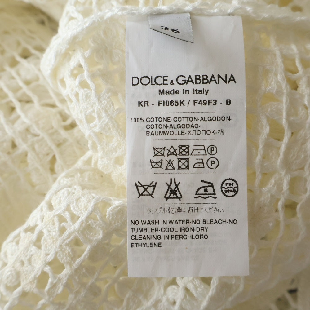 DOLCE & GABBANA(ドルチェアンドガッバーナ) コード刺繍 ハーフスリーブトップス ホワイト レディース FI065K