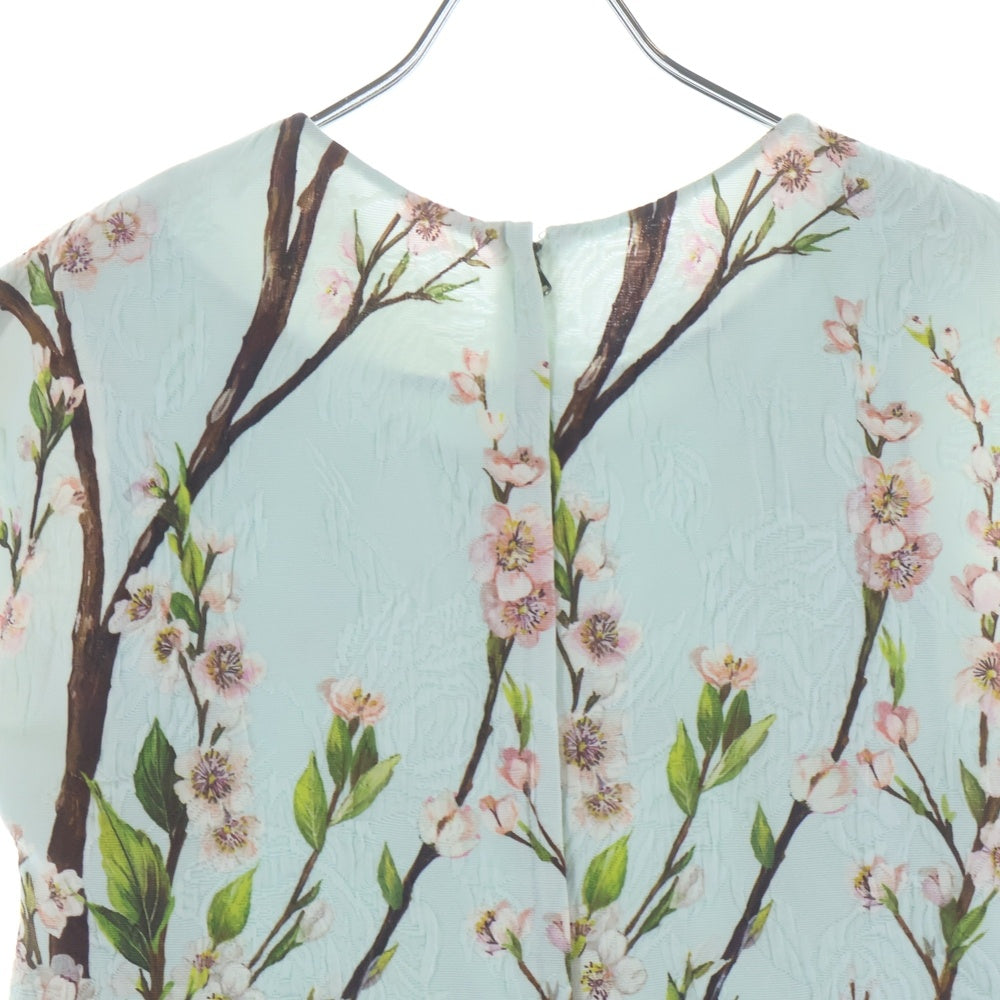 DOLCE & GABBANA(ドルチェアンドガッバーナ) フラワー 桜総柄プリント ジャガード ショートスリーブワンピース ライトブルー レディース F6LZ4T
