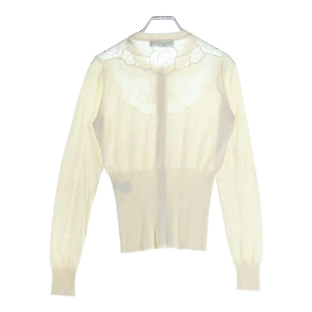 DOLCE & GABBANA(ドルチェアンドガッバーナ) シルク レース切り替え ニットカーディガン ホワイト レディース FHC75K