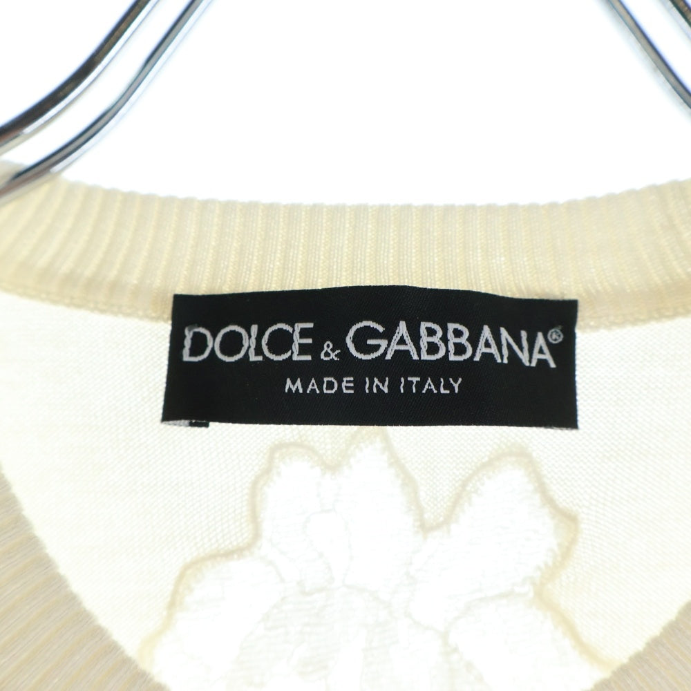 DOLCE & GABBANA(ドルチェアンドガッバーナ) シルク レース切り替え ノースリーブニット セーター ホワイト レディース FH875K