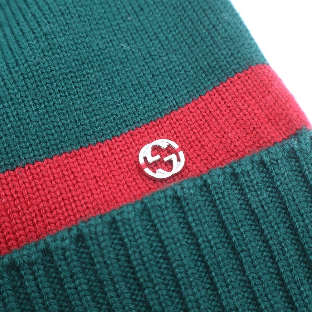 GUCCI(グッチ) ダブルG ニット帽 グリーン×レッド 494598