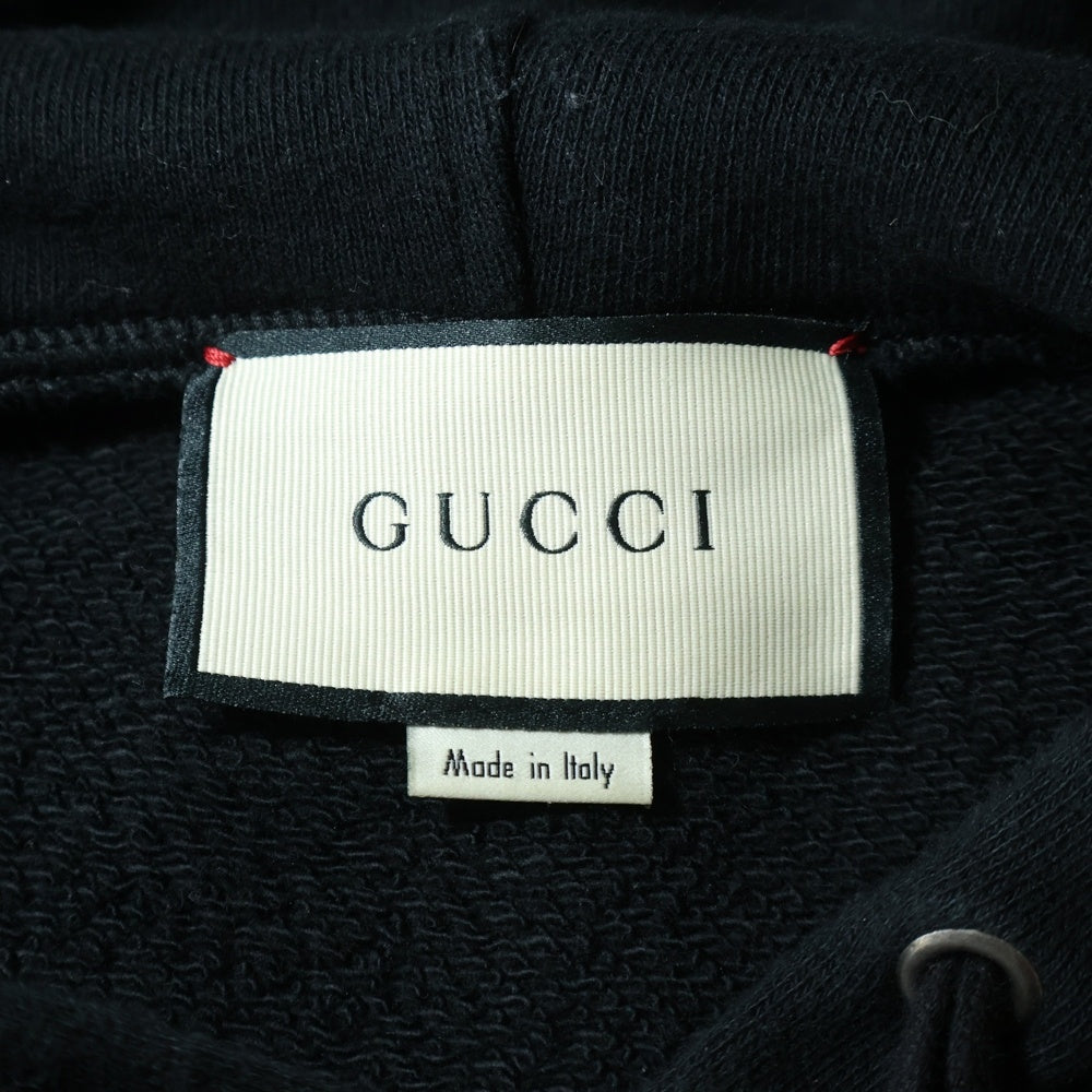 GUCCI(グッチ) シティロゴ プリント プルオーバー スウェットパーカー フーディー ブラック 475374