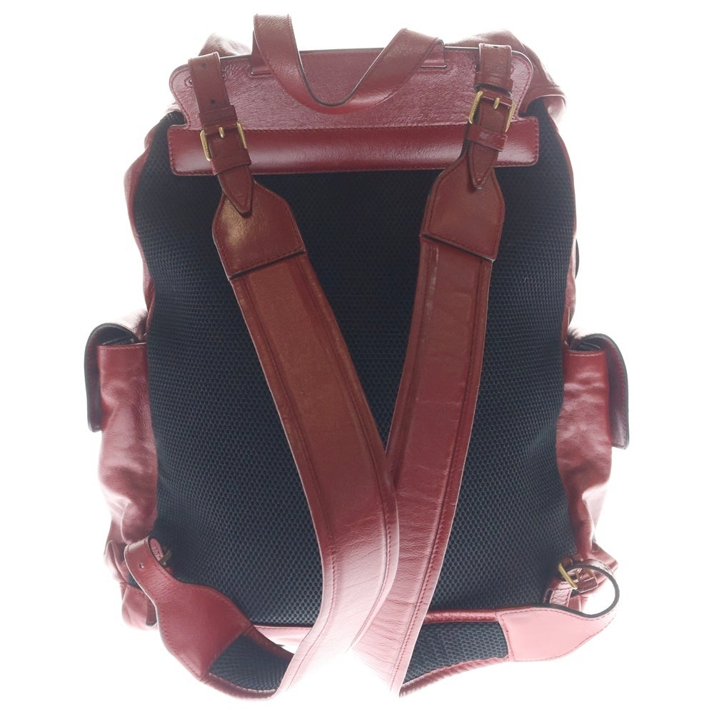 GUCCI(グッチ) リベル タイガー キャットヘッド GGマーモント バックパック リュックサック レッド レザー 526908 ゴールド金具