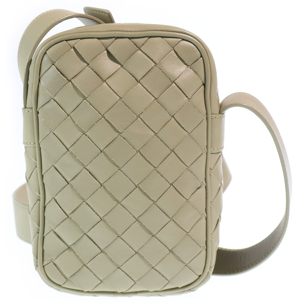 BOTTEGA VENETA(ボッテガヴェネタ) イントレチャート ショルダーバッグ フォンショルダーバッグ ミニバッグ ライトグリーン レザー シルバー金具 レディース