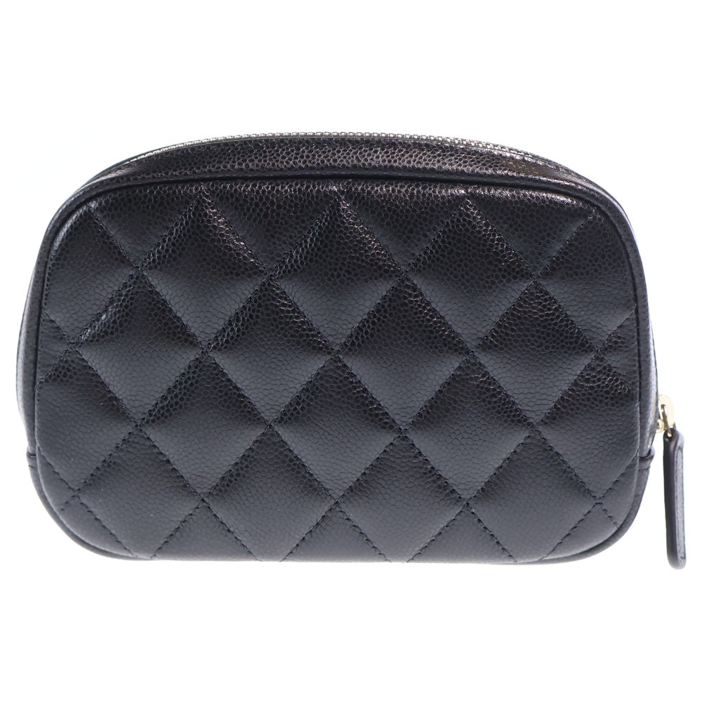 CHANEL(シャネル) マトラッセ ココマーク ポーチ 小物入れ ケース ブラック キャビアスキン A80909 ゴールド金具 レディース