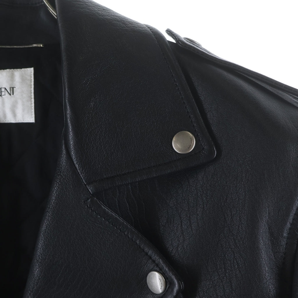SAINT LAURENT PARIS(サンローランパリ) 25SS MOTORCYCLE JACKET モーターサイクル ジャケット ライダースジャケット ブラック レザー #46 822089