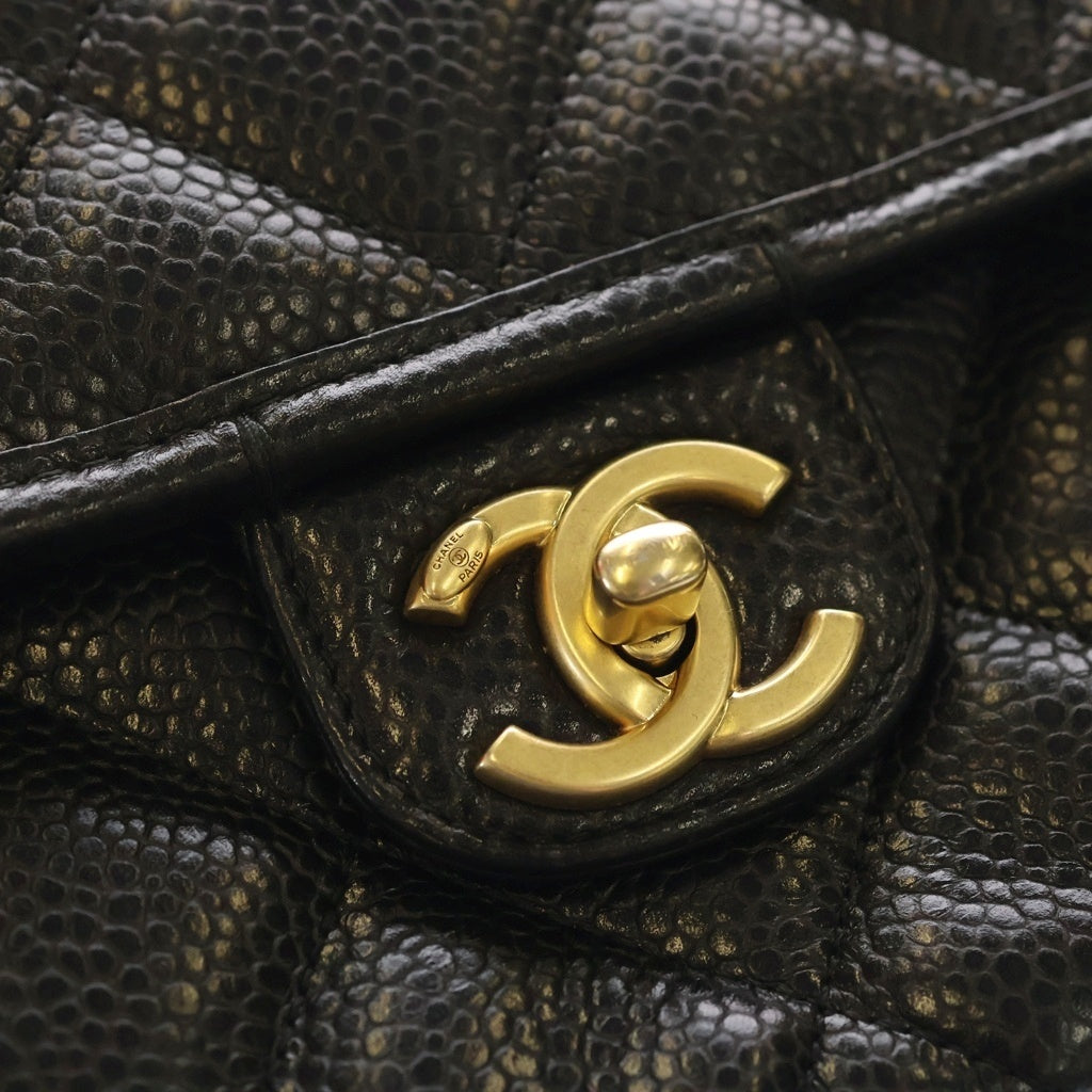 CHANEL(シャネル) マトラッセ リュック バックパック ブラック キャビアスキン レザー ゴールド金具 プレート AS5347 レディース