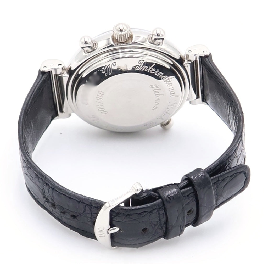IWC(アイダブリューシー) ダヴィンチ パーペチュアルカレンダー ラトラパント シルバー文字盤 レザーベルト 自動巻き 腕時計 プラチナ/ブラック IW375103