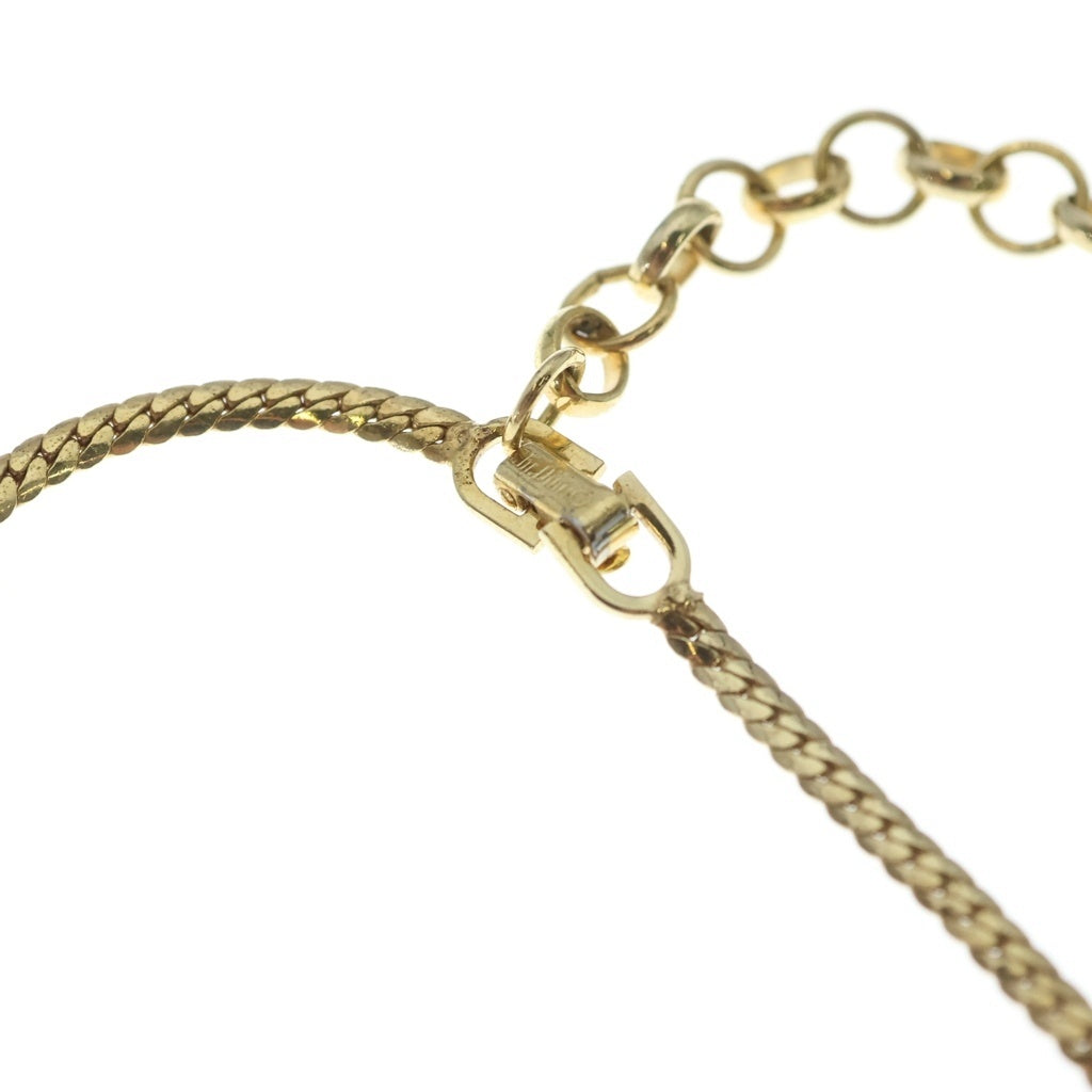Christian Dior(クリスチャンディオール) 緑石ビシューネックレス ペンダント チェーン ゴールド×グリーン GP レディース