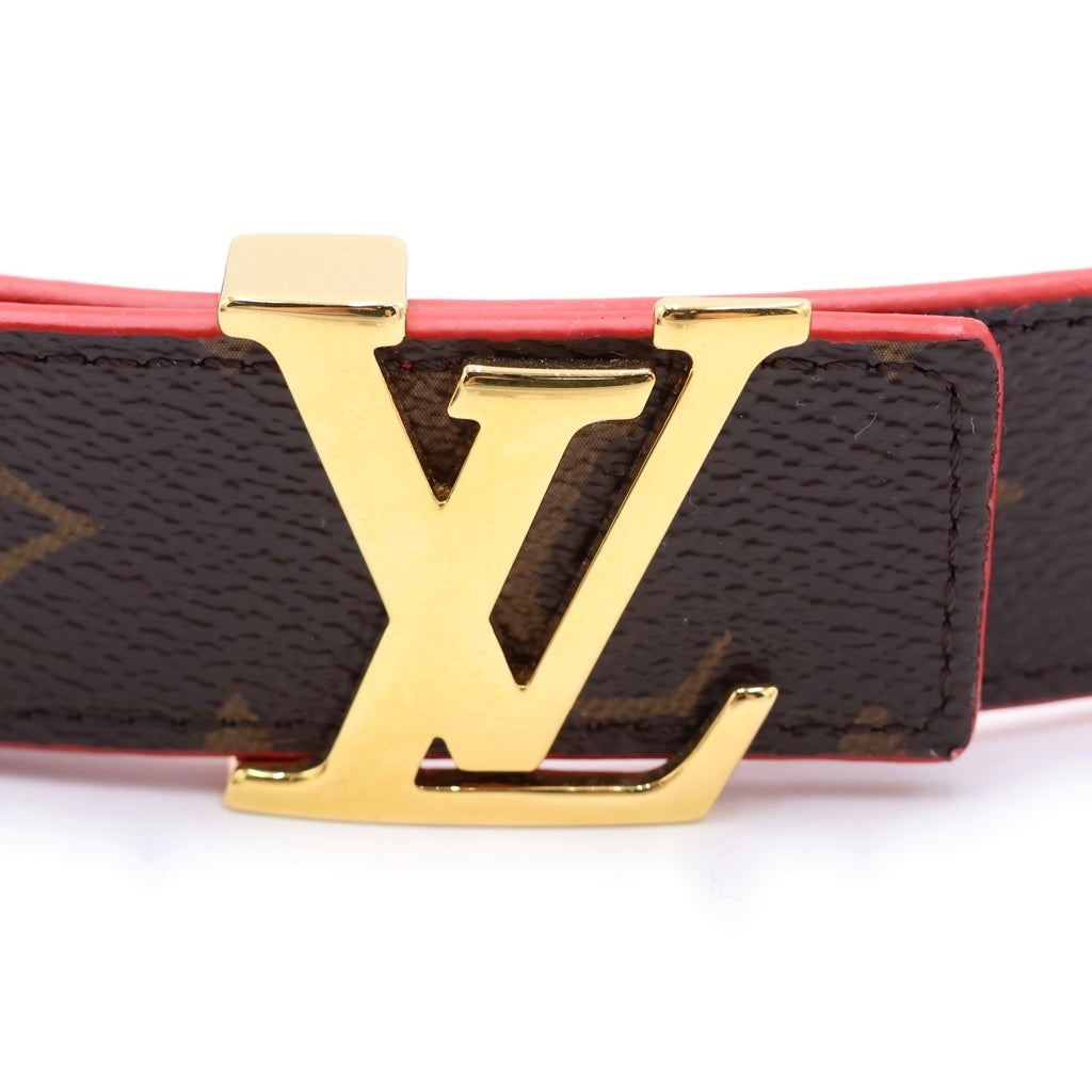 LOUIS VUITTON(ルイヴィトン) モノグラム サンチュール LVイニシャル ベルト ブラウン×レッド レザー M9498 ゴールド金具 レディース