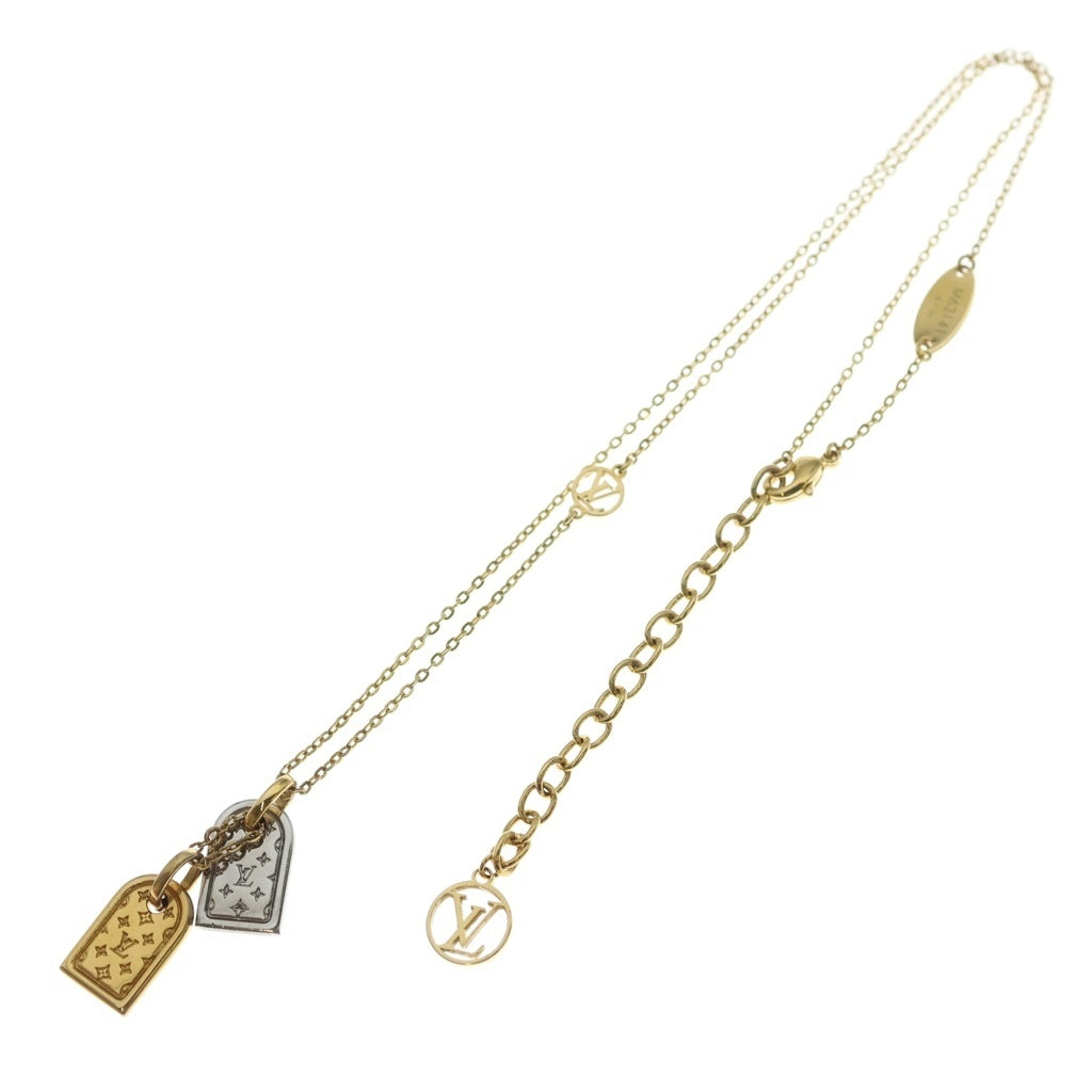 LOUIS VUITTON(ルイヴィトン) ナノグラム ミニチュアネームタグ ネックレス ペンダント チェーン シルバー×ゴールド M63141 レディース