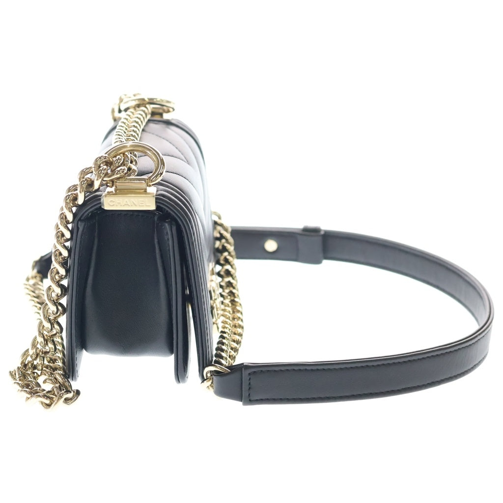 CHANEL(シャネル) ミニボーイシャネル ショルダーバッグ チェーンバッグ ミニバッグ ブラック レザー ゴールド金具 レディース