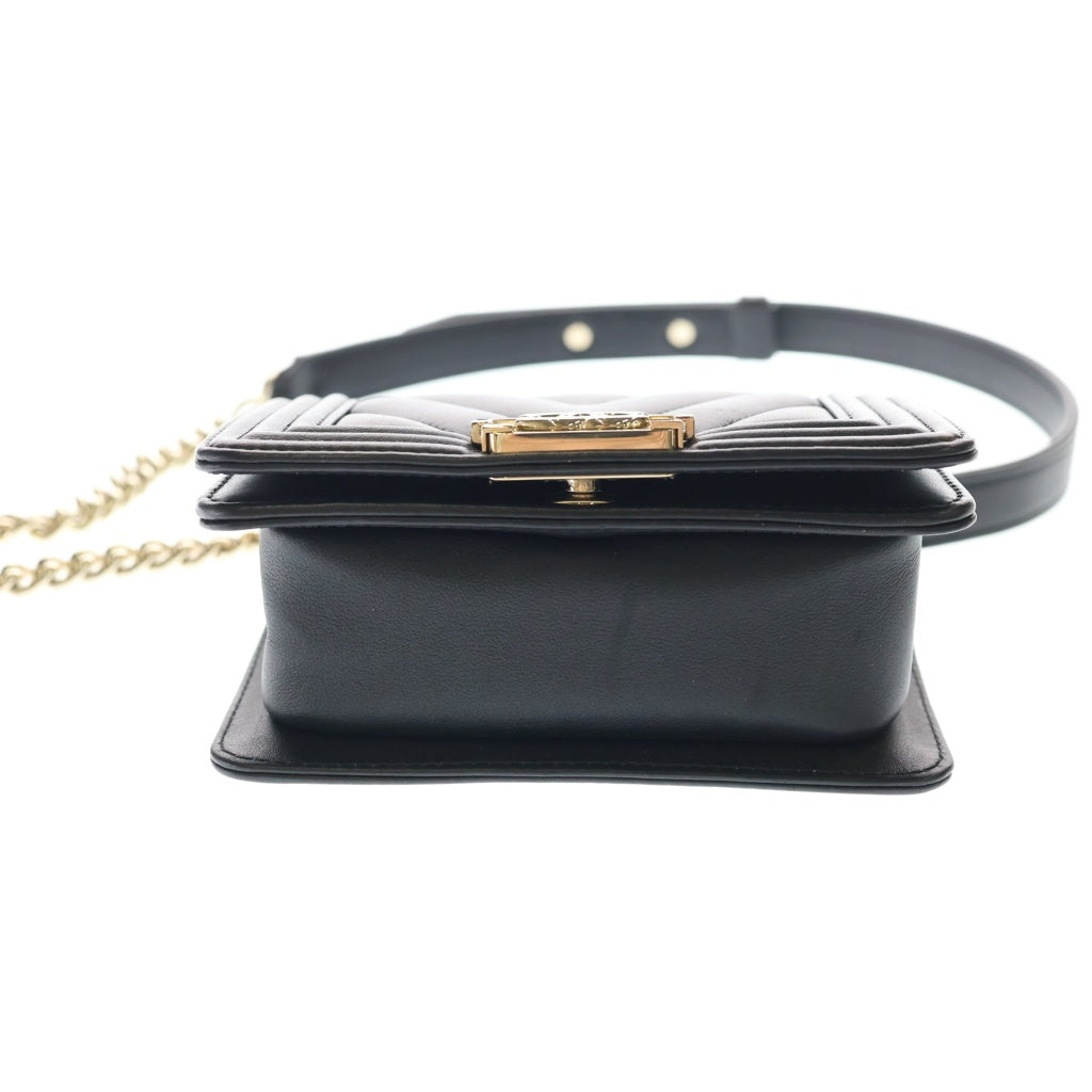 CHANEL(シャネル) ミニボーイシャネル ショルダーバッグ チェーンバッグ ミニバッグ ブラック レザー ゴールド金具 レディース