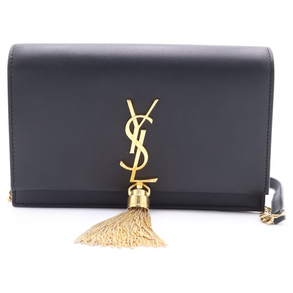 SAINT LAURENT PARIS(サンローランパリ) ケイトタッセル チェーンショルダーバッグ ブラック レザー 452159 ゴールド金具 レディース
