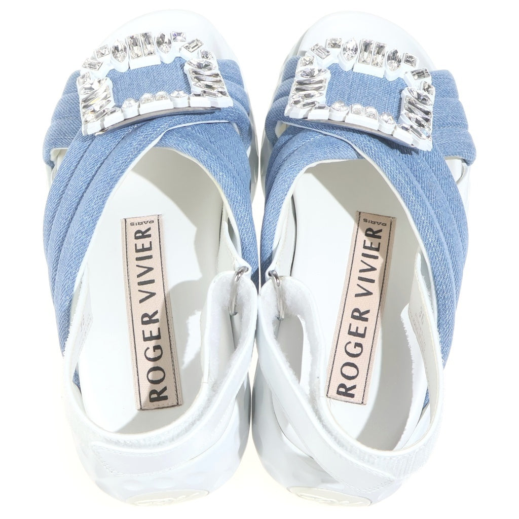Roger Vivier(ロジェヴィヴィエ) ヴィヴランライトファブリックサンダル ライトブルー #38 レディース