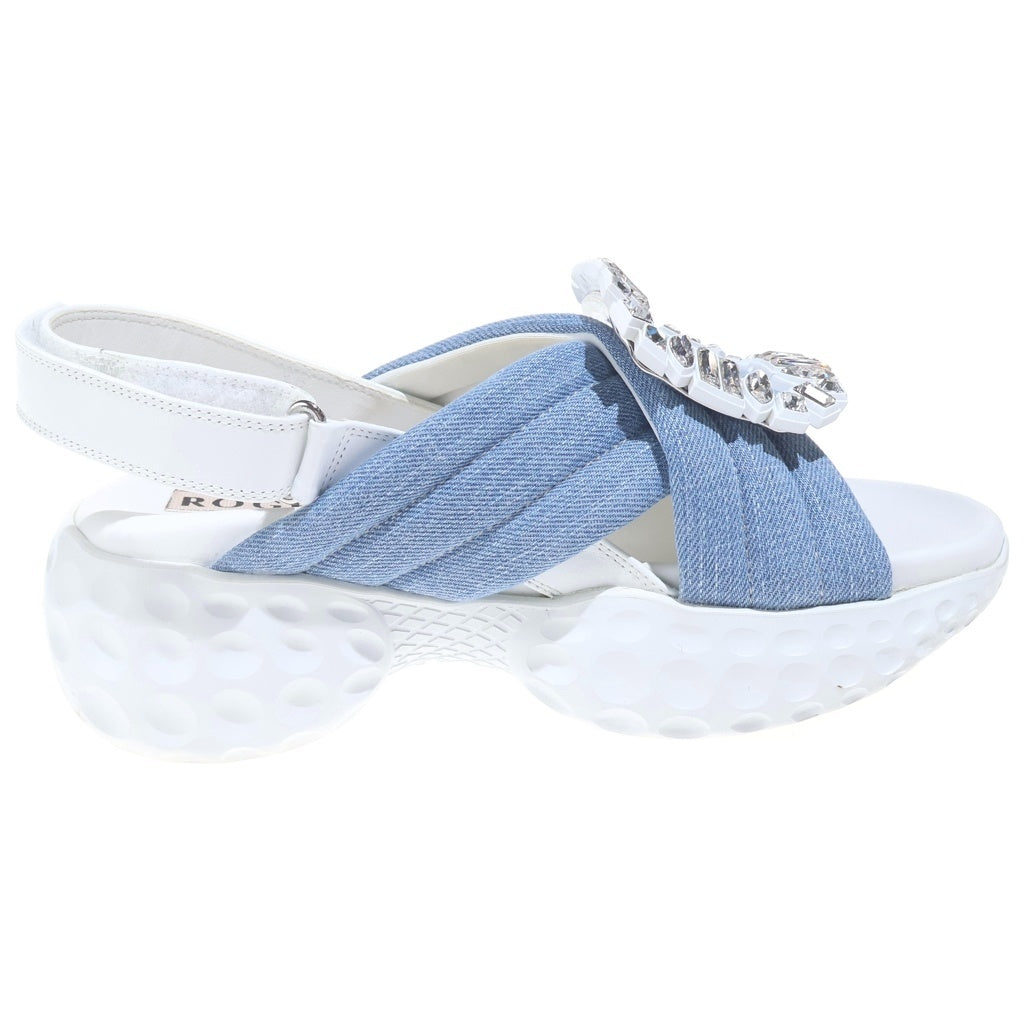 Roger Vivier(ロジェヴィヴィエ) ヴィヴランライトファブリックサンダル ライトブルー #38 レディース