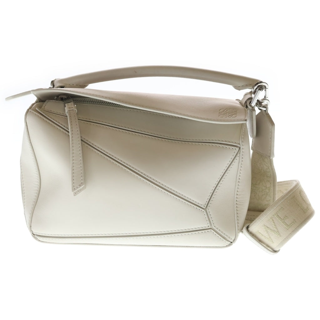 LOEWE(ロエベ) パズルバッグ スモール 2WAYバッグ ハンドバッグ ショルダーバッグ ホワイト レザー シルバー金具 レディース
