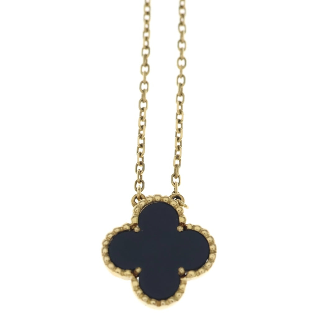 Van Cleef & Arpels(ヴァンクリーフアンドアーペル) ヴィンテージアルハンブラ オニキス ネックレス ペンダント チェーン ブラック×ゴールド 750 レディース