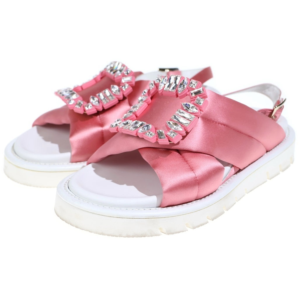 Roger Vivier(ロジェヴィヴィエ) ヴィヴランライトファブリックサンダル ホワイト/ピンク レディース