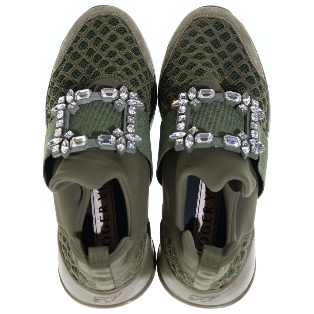 Roger Vivier(ロジェヴィヴィエ) ヴィヴランファブリック ローカットスニーカー ファブリック カーキ レディース