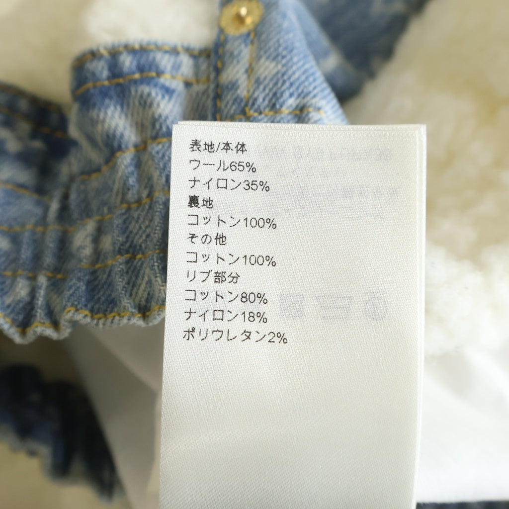 LOUIS VUITTON(ルイヴィトン) モノグラム アクセント ボアフリース デニム ジョギング トラック パンツ ホワイト/インディゴ RW261WW BY9 FUPX38 レディース