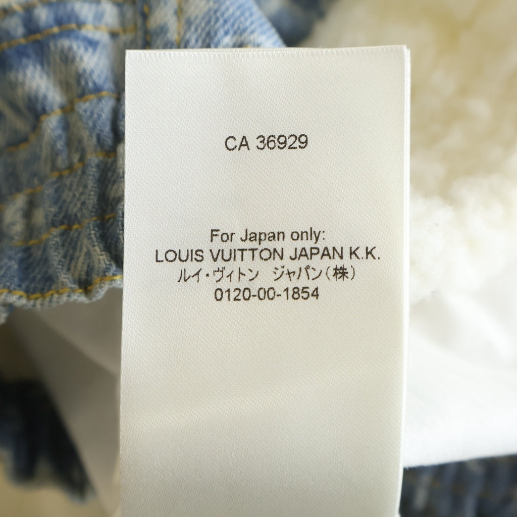 LOUIS VUITTON(ルイヴィトン) モノグラム アクセント ボアフリース デニム ジョギング トラック パンツ ホワイト/インディゴ RW261WW BY9 FUPX38 レディース