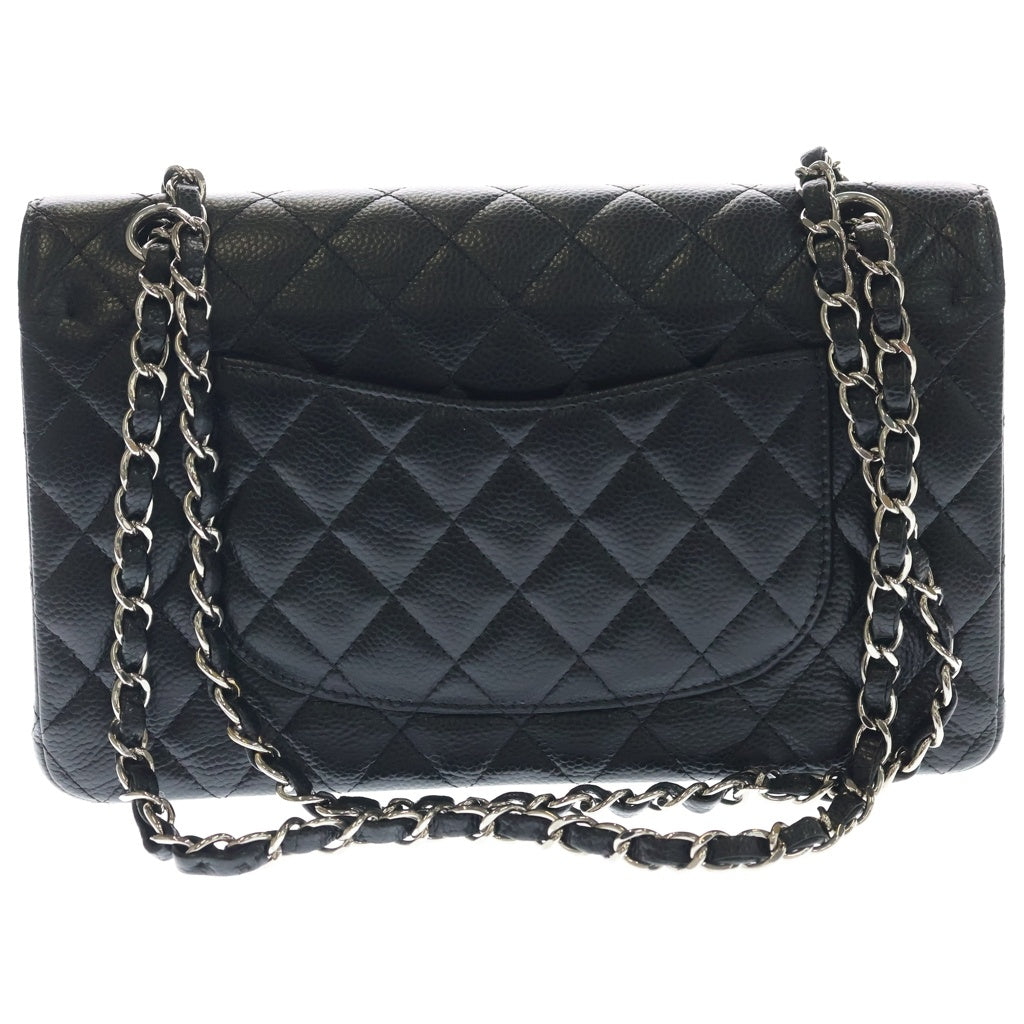 CHANEL(シャネル) マトラッセ25 ダブルフラップ チェーンショルダーバッグ キャビアスキン シルバー金具 ブラック シール 29番台 レディース