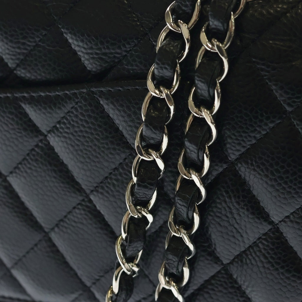 CHANEL(シャネル) マトラッセ25 ダブルフラップ チェーンショルダーバッグ キャビアスキン シルバー金具 ブラック シール 29番台 レディース