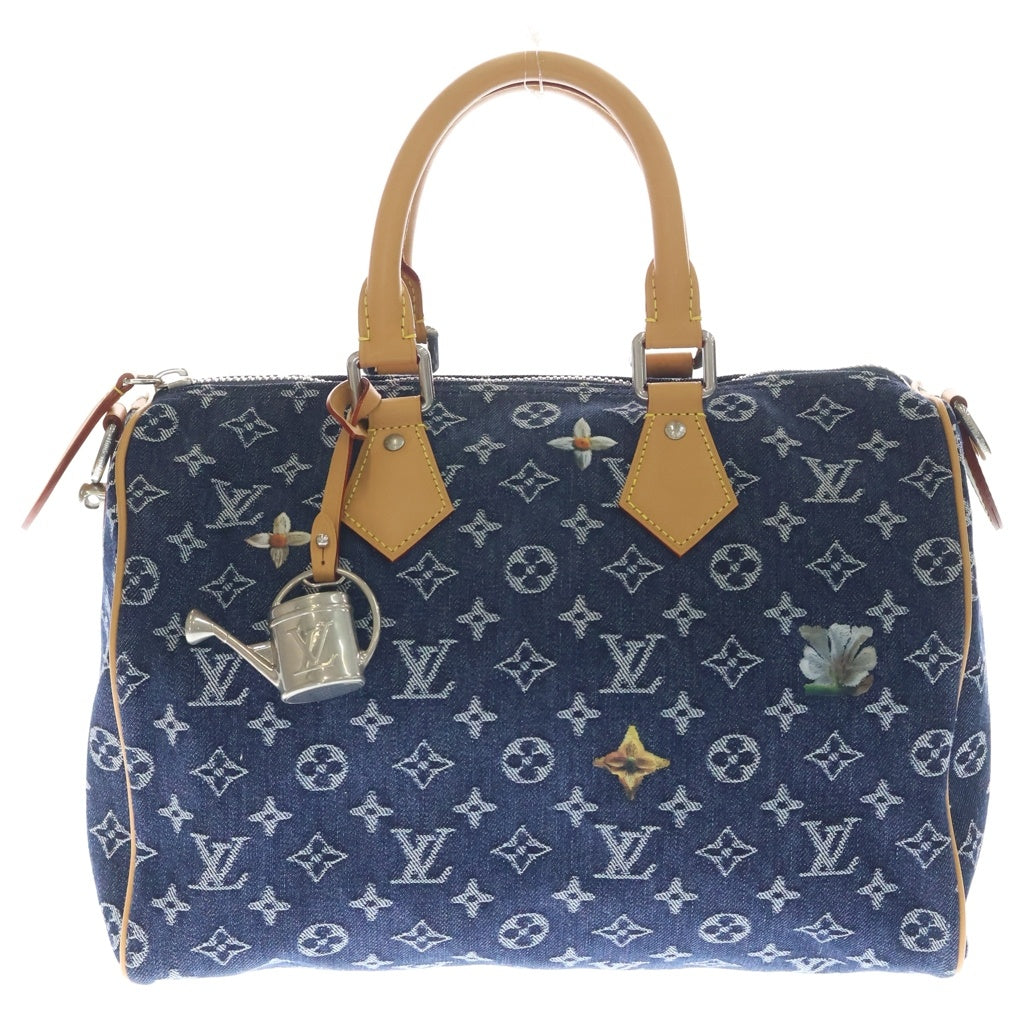 LOUIS VUITTON(ルイヴィトン) モノグラム フラワーデニム スピーディーバンドリエール30 デニム レザー 2WAY ハンドバッグ ショルダーバッグ ボストンバッグ ブルー M27556 レディース