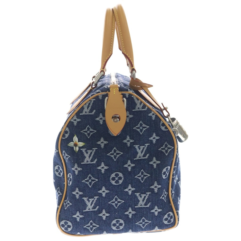 LOUIS VUITTON(ルイヴィトン) モノグラム フラワーデニム スピーディーバンドリエール30 デニム レザー 2WAY ハンドバッグ ショルダーバッグ ボストンバッグ ブルー M27556 レディース