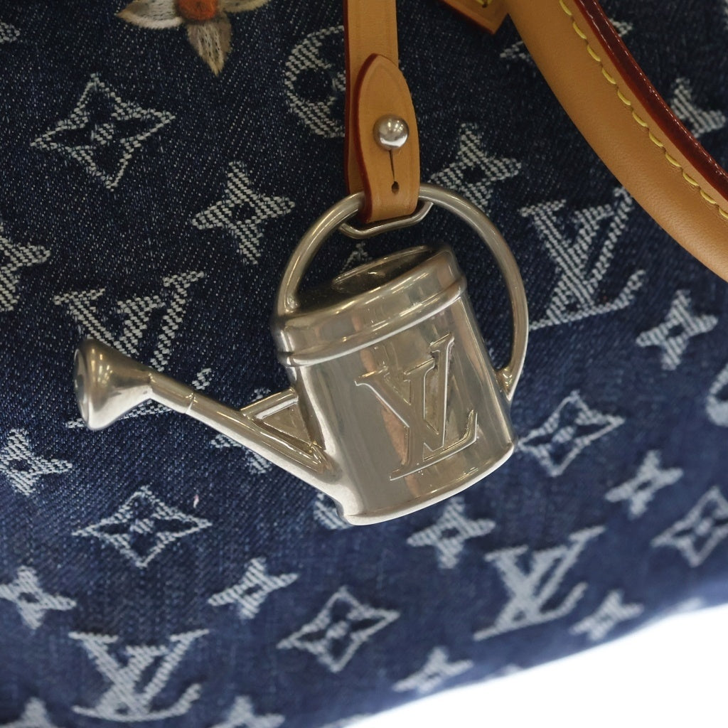LOUIS VUITTON(ルイヴィトン) モノグラム フラワーデニム スピーディーバンドリエール30 デニム レザー 2WAY ハンドバッグ ショルダーバッグ ボストンバッグ ブルー M27556 レディース