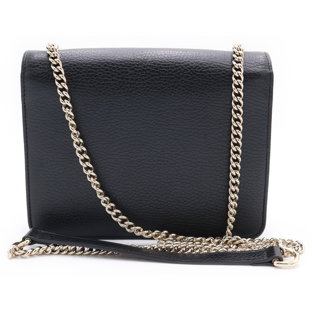 GUCCI(グッチ) インターロッキングG ショルダーバッグ チェーンバッグ ブラック レザー 510304 ゴールド金具 レディース