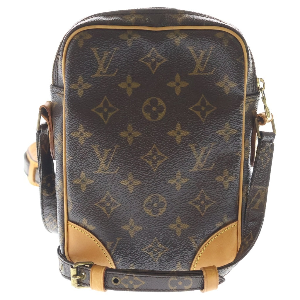 LOUIS VUITTON(ルイヴィトン) モノグラム ダヌーブ ショルダーバッグ ブラウン レザー×PVC M45266 ゴールド金具 レディース