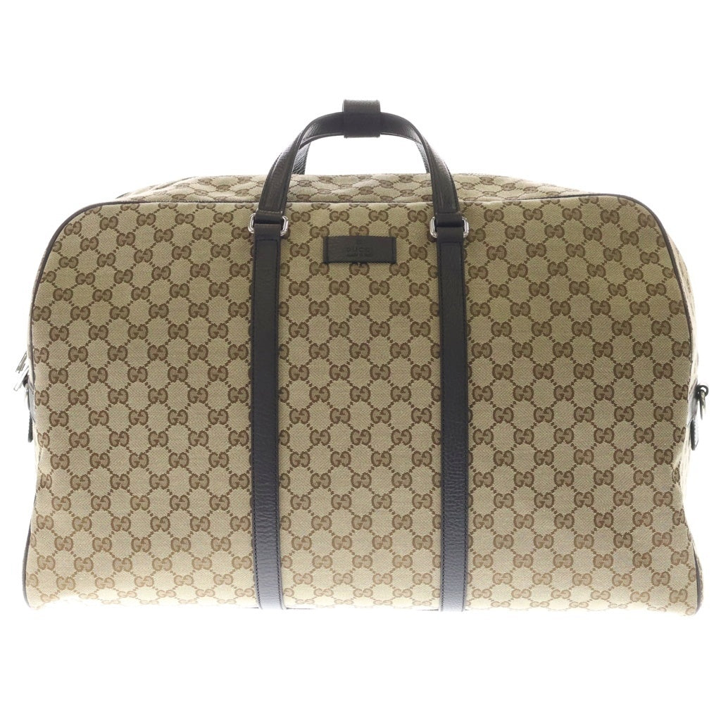 GUCCI(グッチ) GGキャンバス ボストンバッグ ハンドバッグ トラベルバッグ ブラウン×ベージュ レザー×キャンバス 610105 シルバー金具