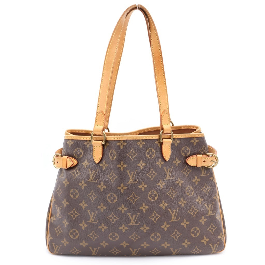 LOUIS VUITTON(ルイヴィトン) モノグラム バティニョール・オリゾンタル ハンドバッグ トートバッグ ブラウン レザー×PVC M51154 ゴールド金具 レディース