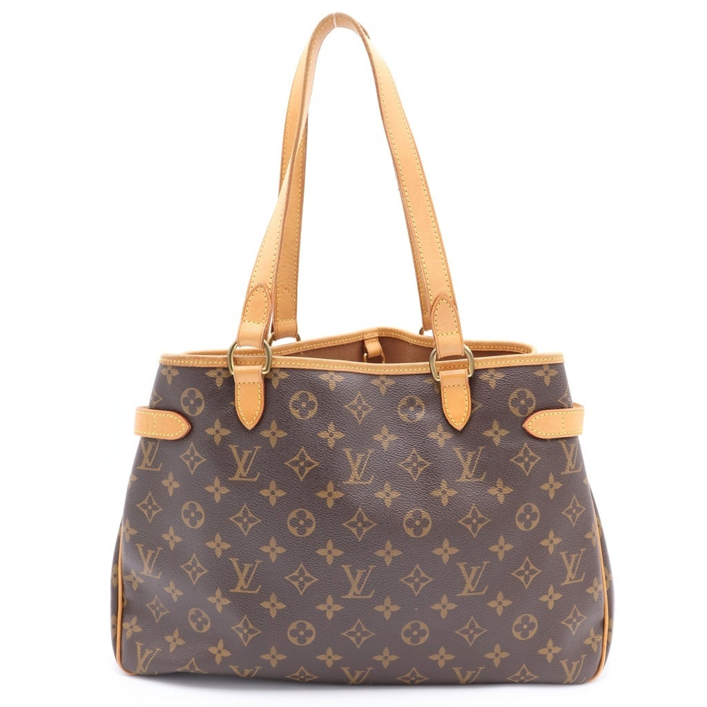 LOUIS VUITTON(ルイヴィトン) モノグラム バティニョール・オリゾンタル ハンドバッグ トートバッグ ブラウン レザー×PVC M51154 ゴールド金具 レディース