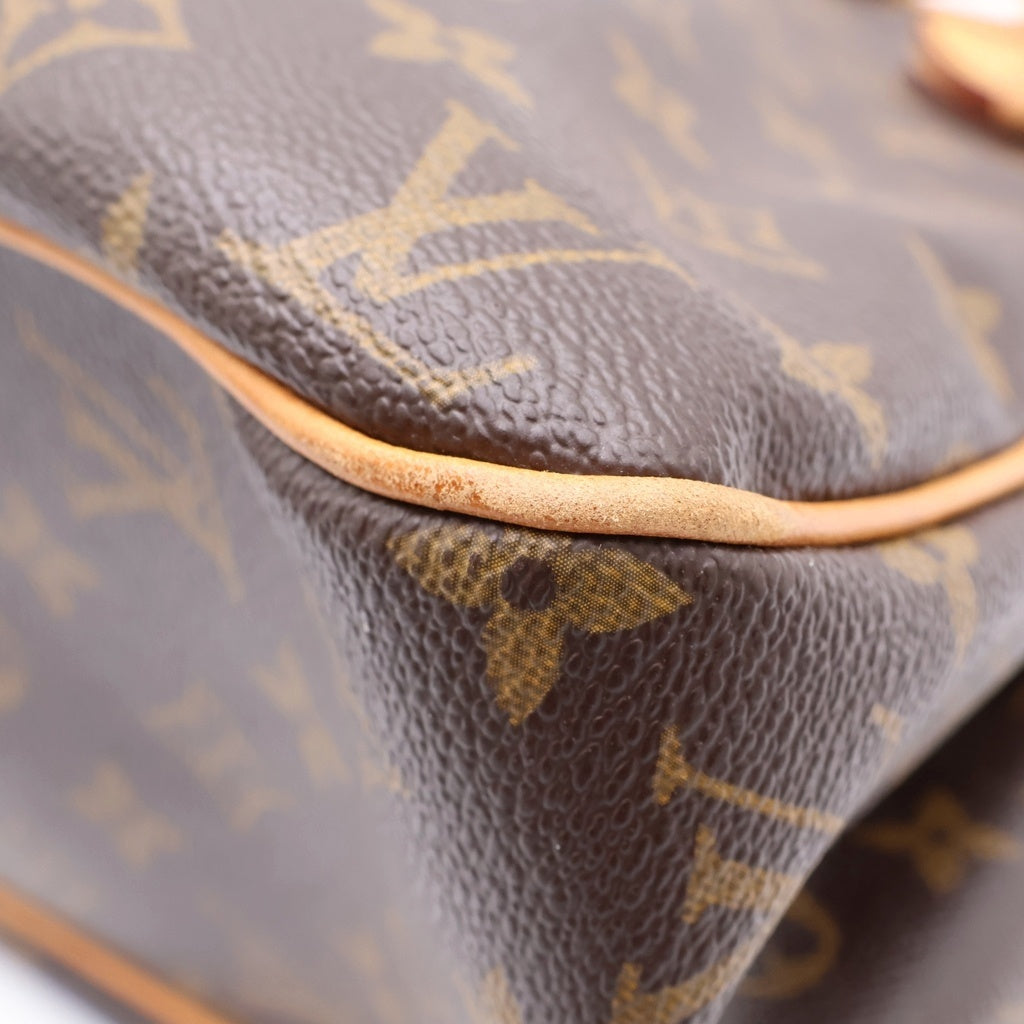 LOUIS VUITTON(ルイヴィトン) モノグラム バティニョール・オリゾンタル ハンドバッグ トートバッグ ブラウン レザー×PVC M51154 ゴールド金具 レディース