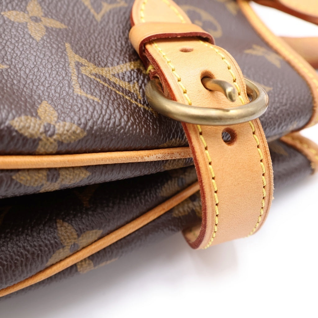 LOUIS VUITTON(ルイヴィトン) モノグラム バティニョール・オリゾンタル ハンドバッグ トートバッグ ブラウン レザー×PVC M51154 ゴールド金具 レディース